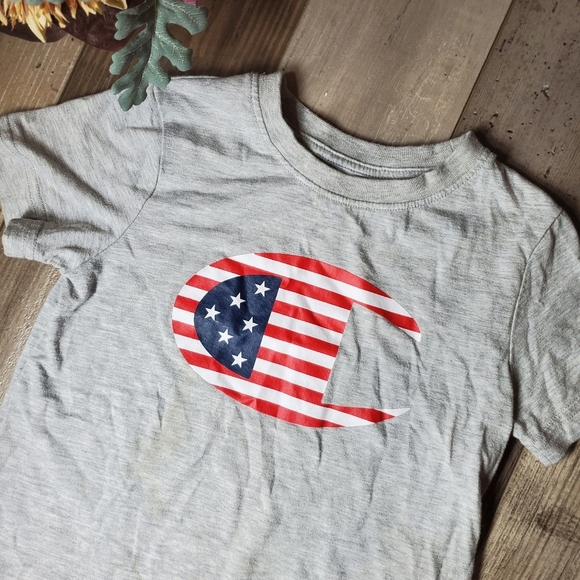 Champion Gray Short Sleeve Crewneck Athletic Logo T-Shirt Boys Size 5 EUC - Picture 5 of 8